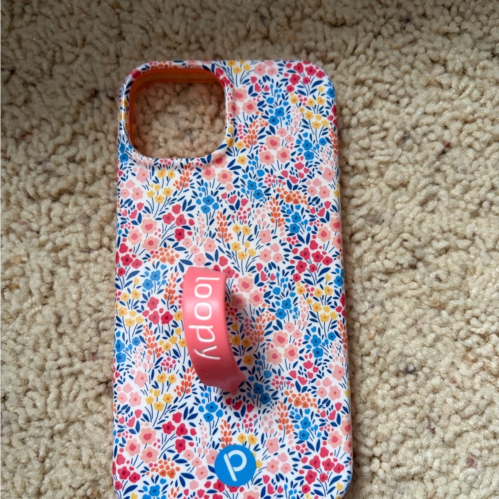 Loopy Case Multicolor Floral Phone Case with Pink Loop